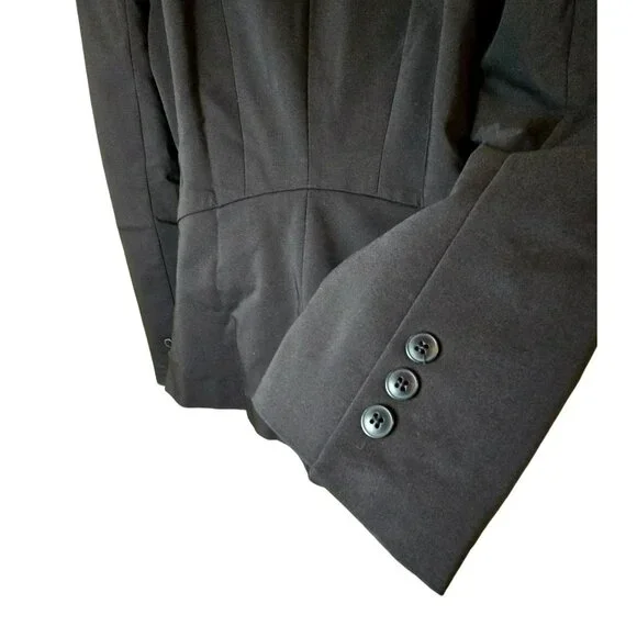 ELLE Classic Black Button Front Blazer Womens Sz 16 Jacket Long Sleeve Lined - Picture 6 of 13